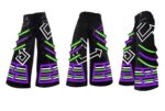 Phat pants strappy retra purple and green with straps on the side