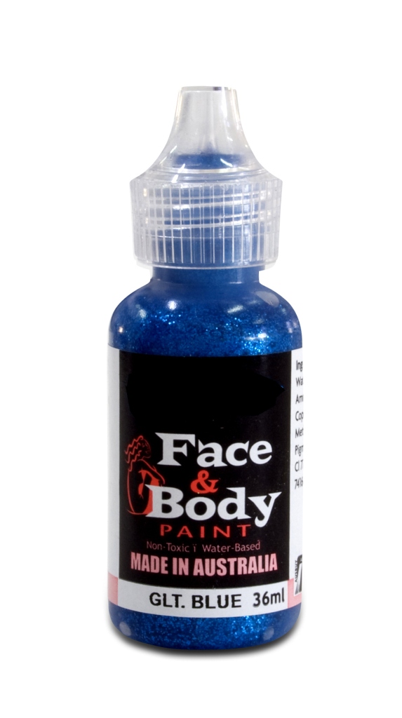 Face & body paint with spout - Glitter blue 36ml