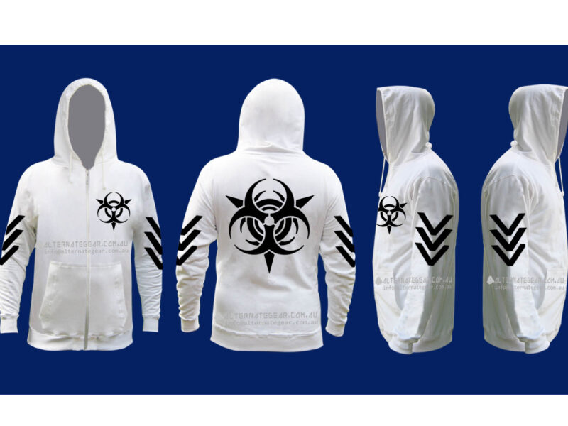 .Biohazard white hoodie - black