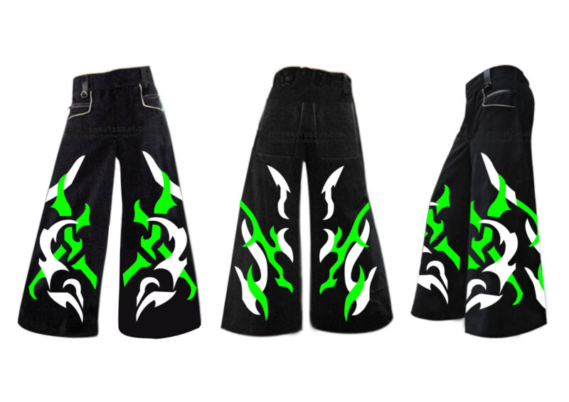Fury phat pants + customised suspenders + biostyle green hoodie
