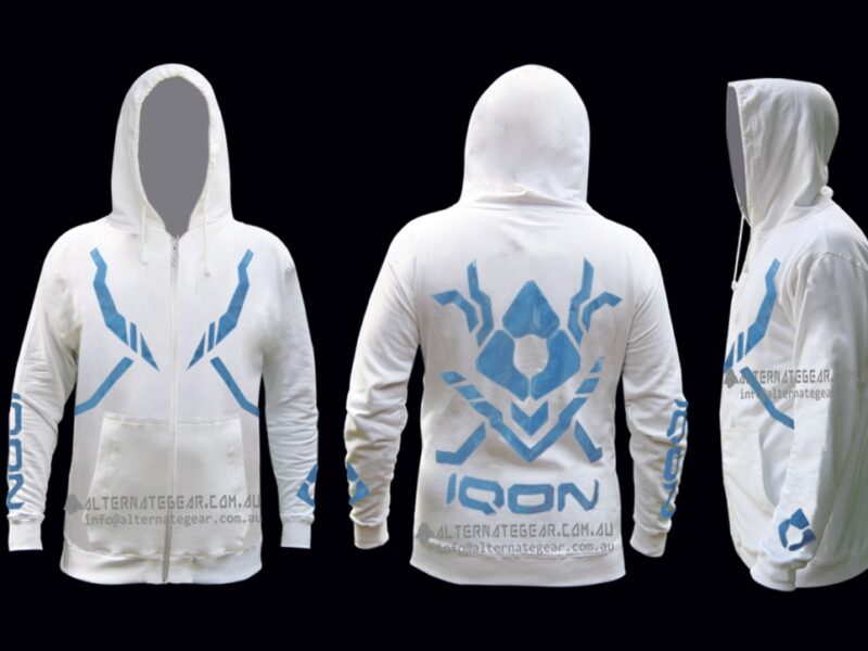 Iqon hoodie white with zip S2 - Chest 90cm/35" Length 57cm/22.5"