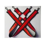 .Suspenders red on black webbing