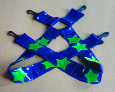 .Suspenders wide green stars on wide blue
