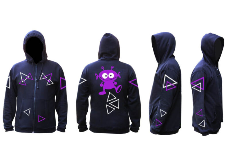 Purple alien hooded jacket - with or without zipper