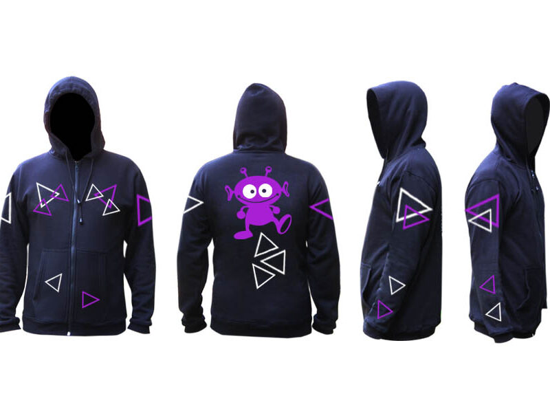 Purple alien hooded jacket - with or without zipper