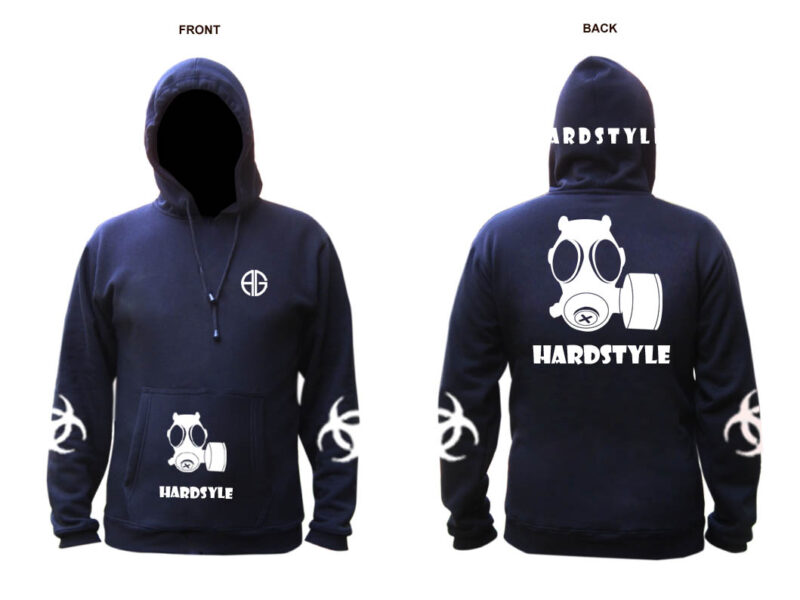 Hardstyle hoody white on black - with or without zipper