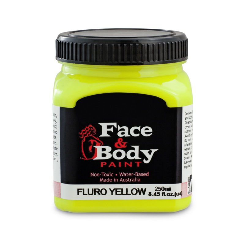 .Face and body paint fluro/uv yellow 250ml