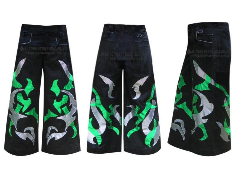 Fury phat pants + customised suspenders + biostyle green hoodie