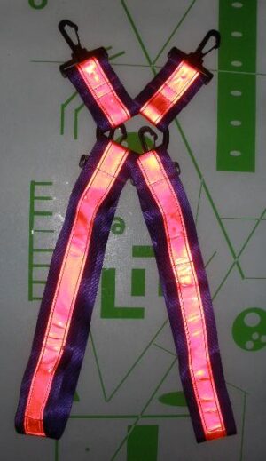 Suspenders pink on purple webbing