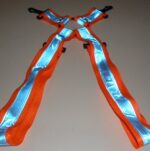 Suspenders blue on orange webbing